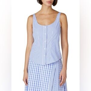 NWOT Thakoon Blue & White Gingham Check Sleeveless Top Size 2 Coastal